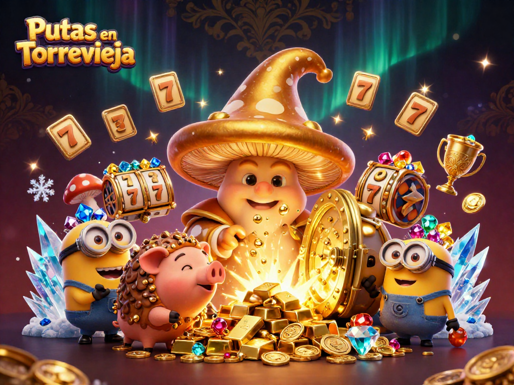Experience Putas en Torrevieja with vibrant casino-themed magic and treasure in a detailed illustration.