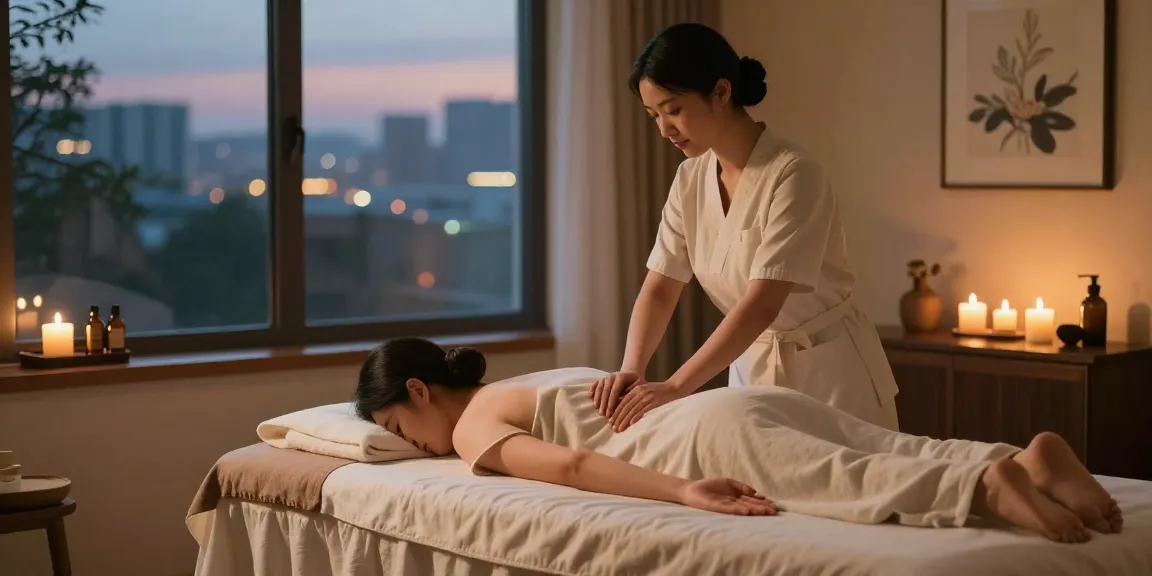 Professional 출장안마 session in a tranquil hotel room setting with soothing ambiance.