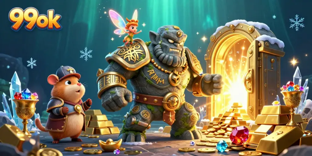 Experience thrilling wins with 99ok in a dynamic casino scene filled with magic and treasures.