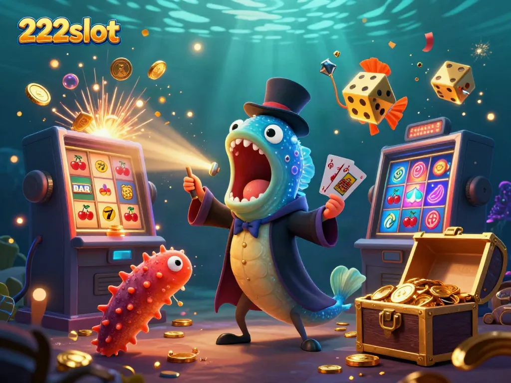 Slot online 222slot dengan karakter laut yang menarik dan elemen permainan yang penuh warna.