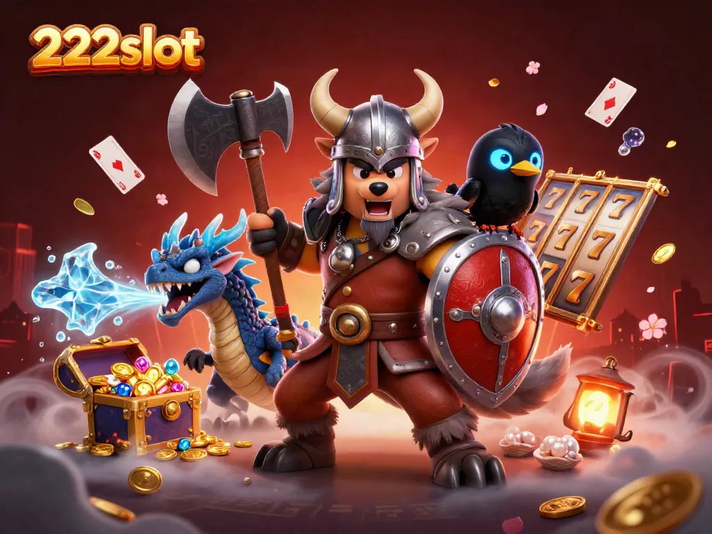 Putar gulungan slot dan menangkan koin emas di 222slot! Ilustrasi 3D yang menakjubkan.