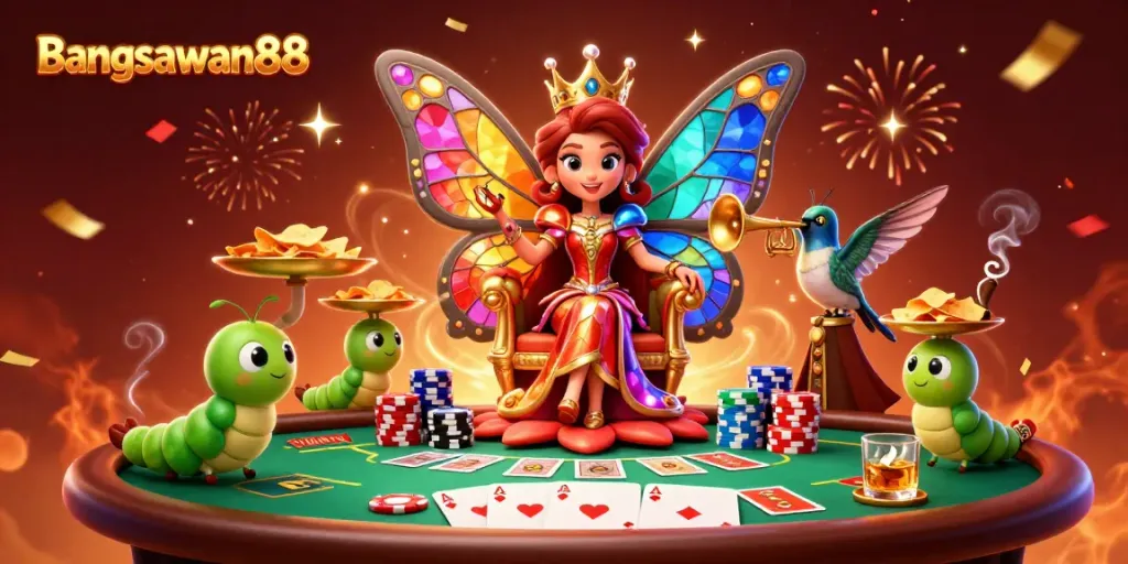 Experience the thrilling atmosphere of Bangsawan88 with vibrant 3D casino elements and captivating characters.