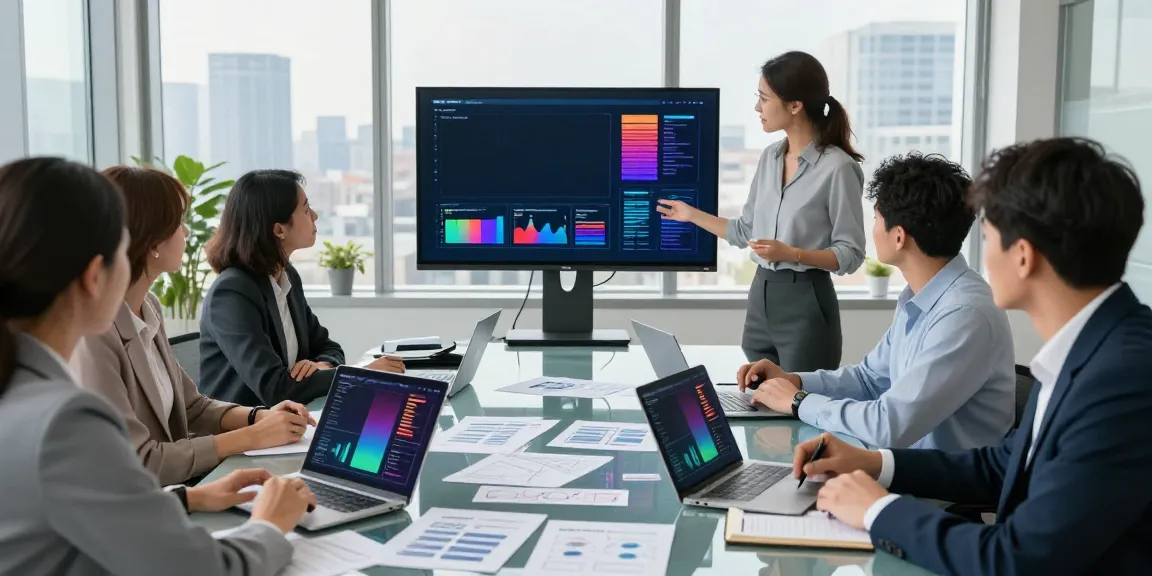 Business team discussing a communication strategy during a meeting.