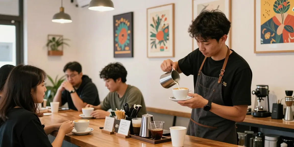 Delicious white coffee served at a trusted local café, providing community service.