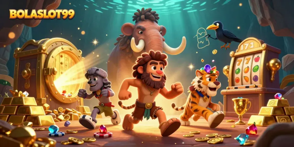 Experience thrilling wins at BOLASLOT99 with a colorful 3D casino featuring playful characters and exciting games.