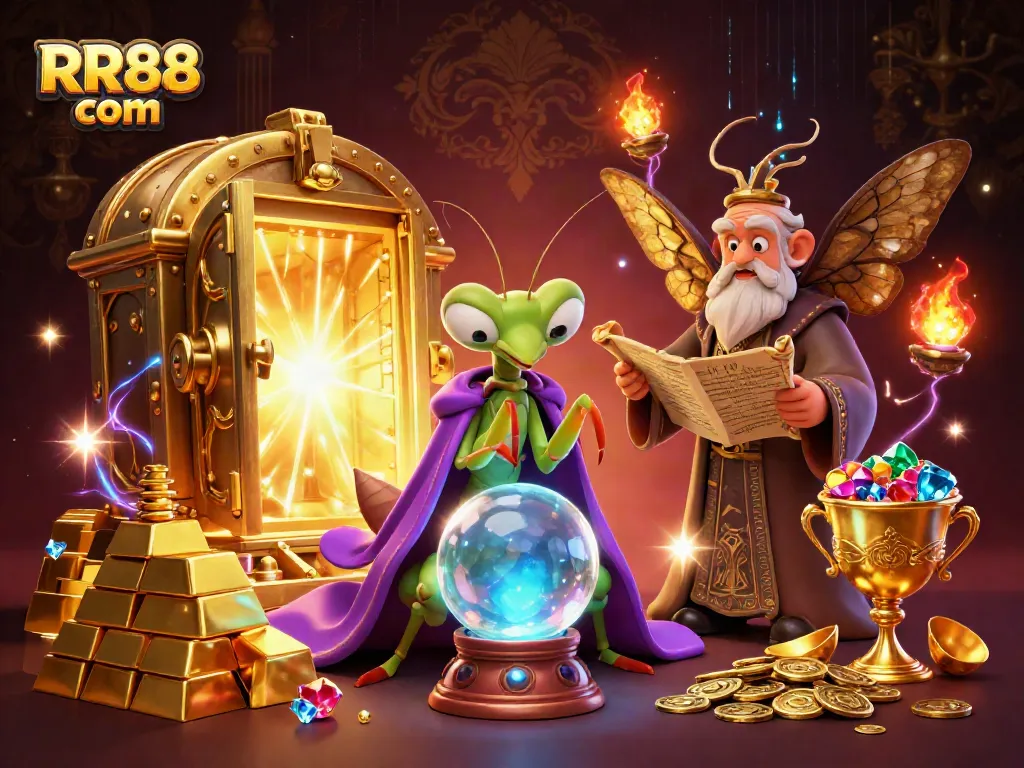 Win big with RR88 com: Experience vibrant 3D casino magic and fortune-telling in one captivating scene.