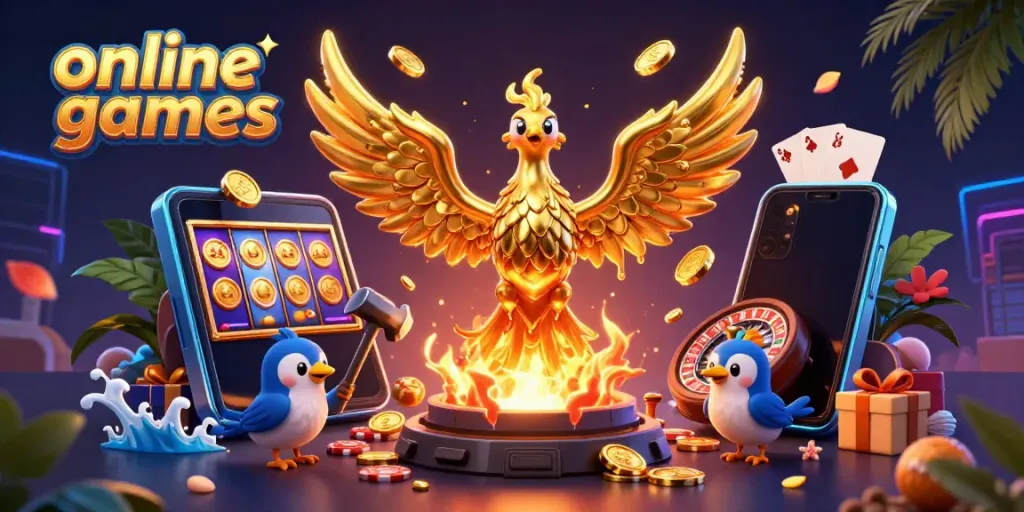Engage with thrilling online games featuring a molten golden phoenix and dynamic casino elements.