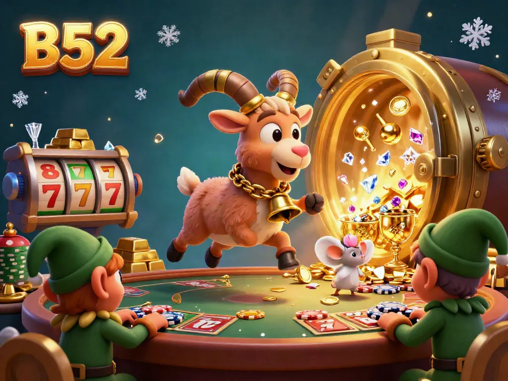 Play exciting casino games with B52 in a lavish holiday horror scene filled with gold and jewels.