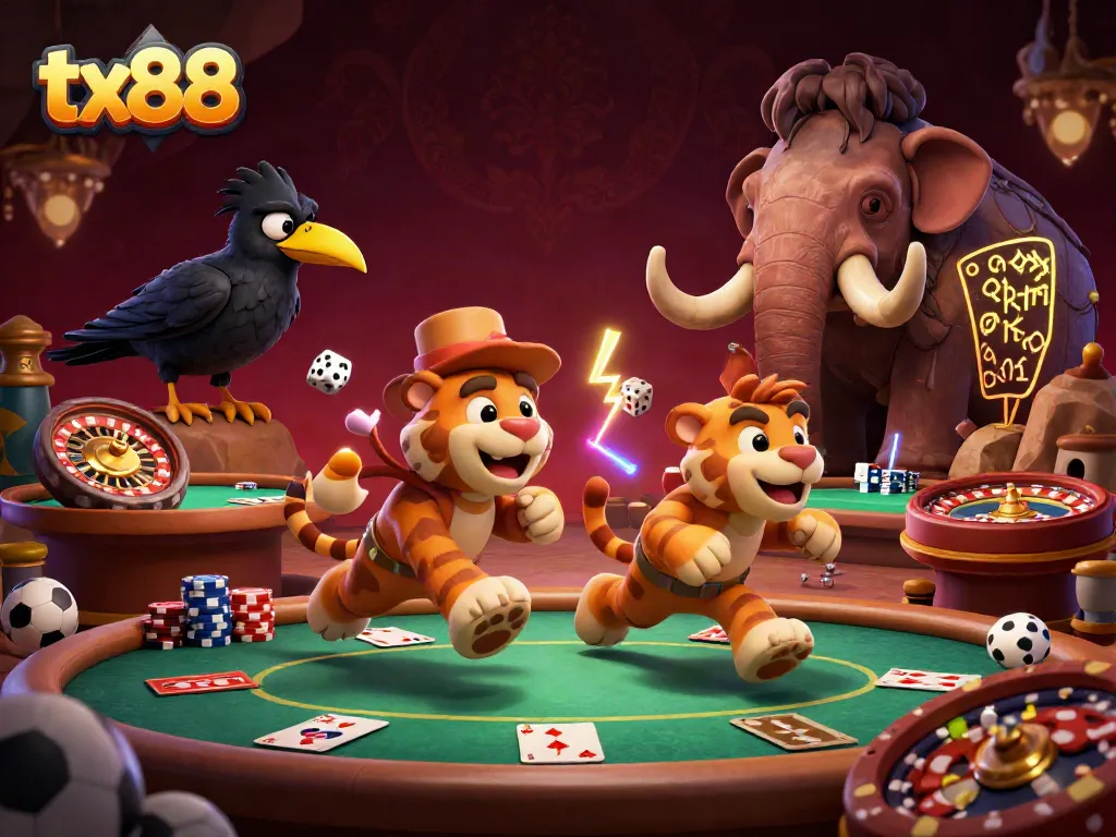 Experience exciting casino action with tx88 in this vibrant illustration featuring a caveman duo.