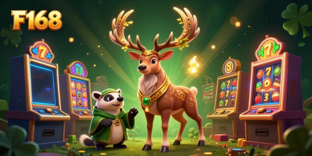 Engage with F168's vibrant slot games featuring lucky symbols and captivating designs.