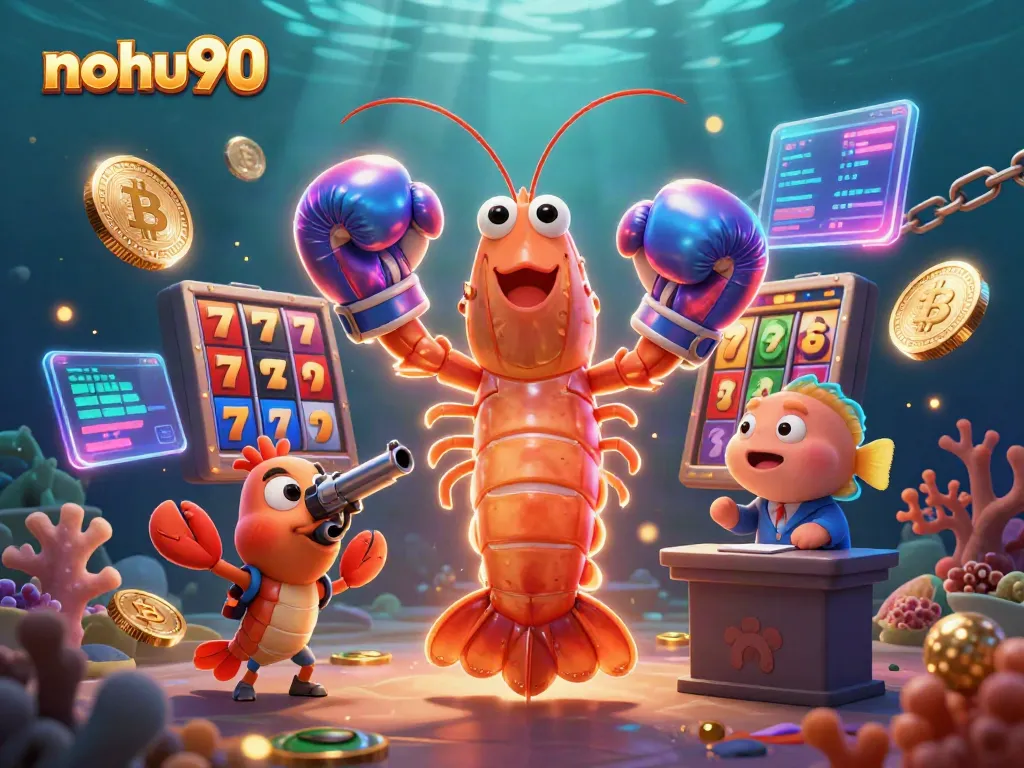 Engage in thrilling slot games at nohu90 with vibrant characters and neon elements.