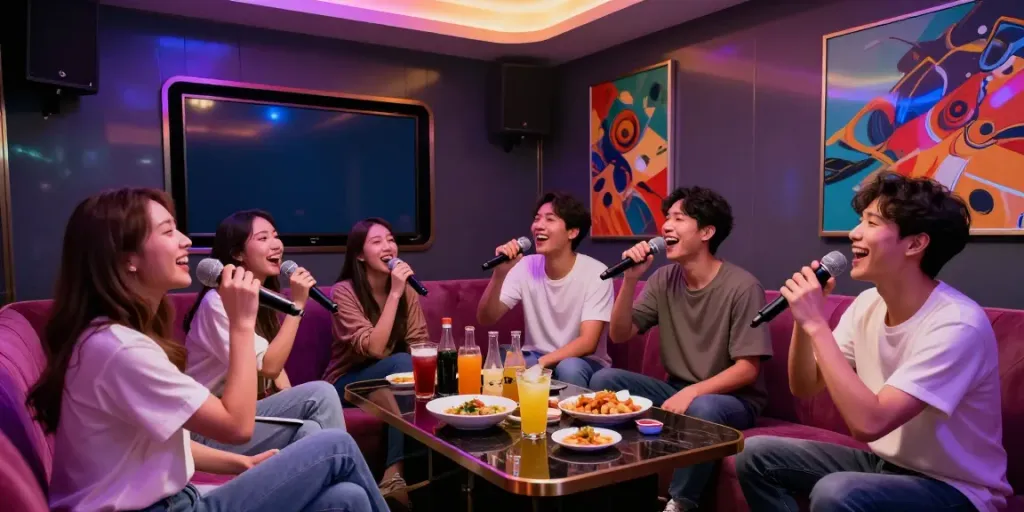 달토에서 친구들과 즐거운 노래 시간을 보내는 모습