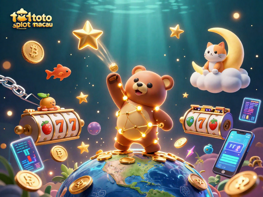 Experience the thrill of toto slot macau in this vibrant casino scene featuring a magical constellation bear.