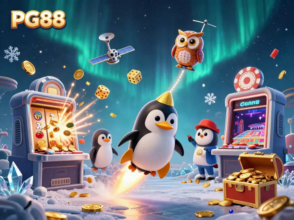 Experience epic wins with PG88 in a vibrant casino-themed 3D illustration full of excitement.