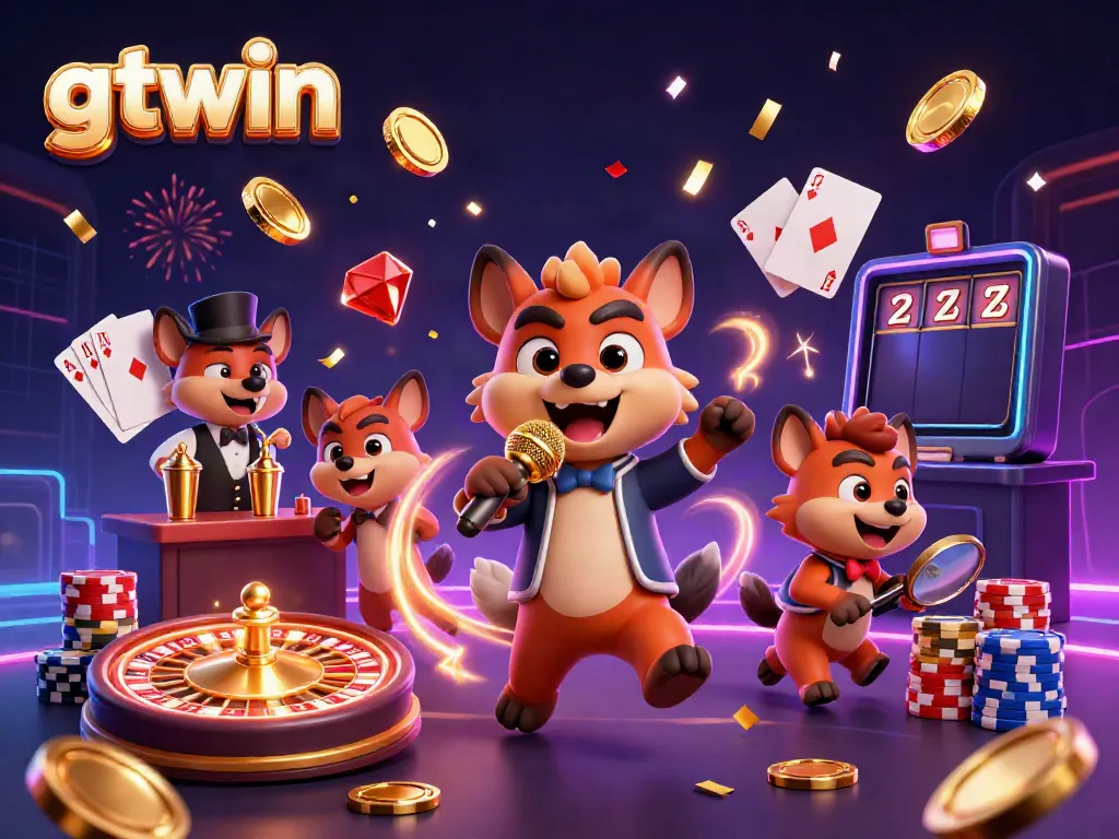 Experience the excitement of gtwin with a lively hyena comedy club scene full of casino elements.