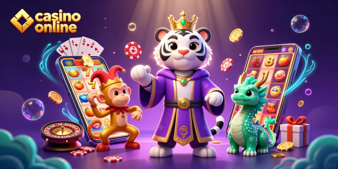 Experience thrilling gameplay with casino online, featuring a joyful tiger and monkey amidst poker action.