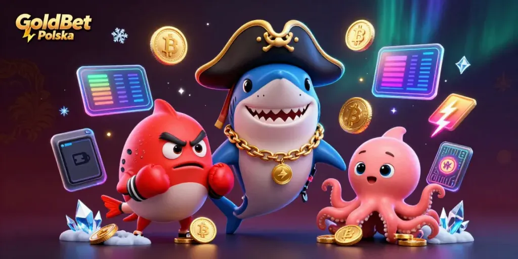 Gra w GoldBet Polska z szalonymi postaciami i złotymi monetami.