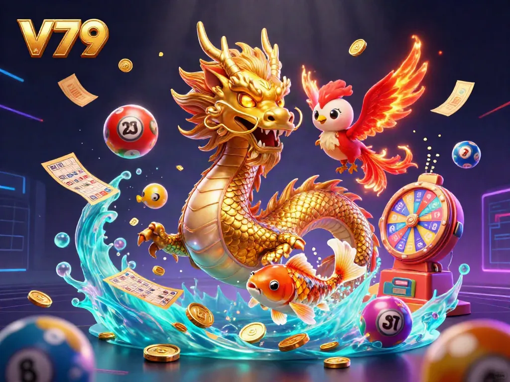 Engage in thrilling action with V79, featuring a powerful dragon and dynamic casino elements.