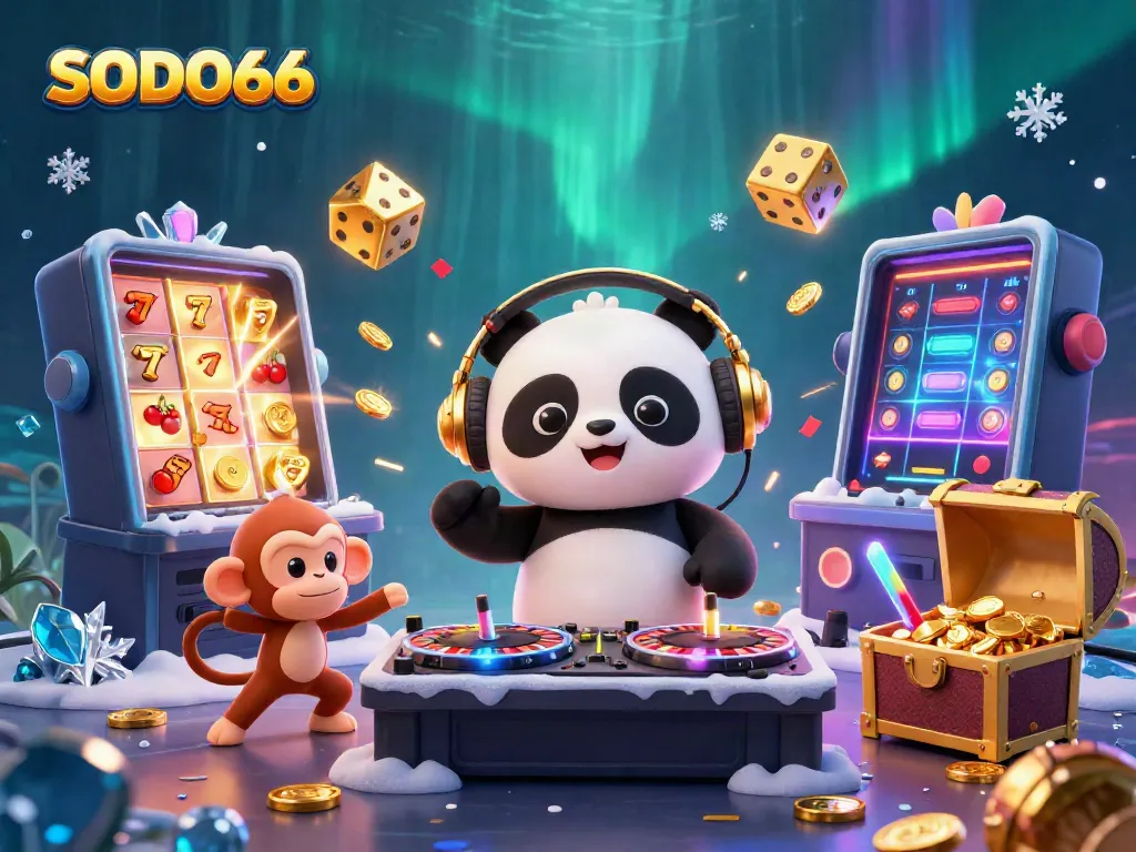 Experience the thrilling energy of SODO66 with a vibrant 3D casino scene, showcasing gaming excitement.