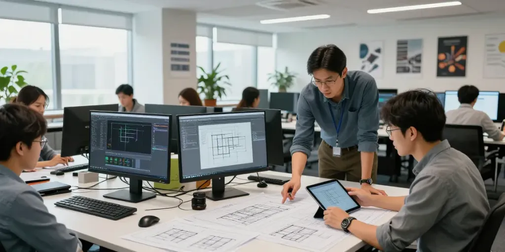Archicad drafting services in action with team collaboration on architectural plans.