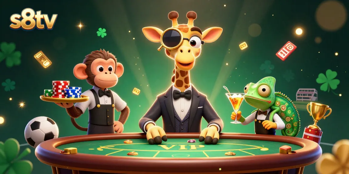 Experience the excitement of s8tv sports betting with unique characters in a lively casino setting.