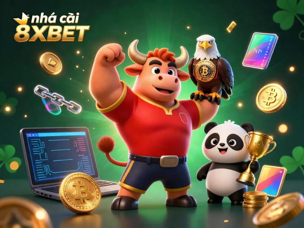 Experience the vibrant excitement of nhà cái 8XBET with joyful characters and dynamic gaming elements.