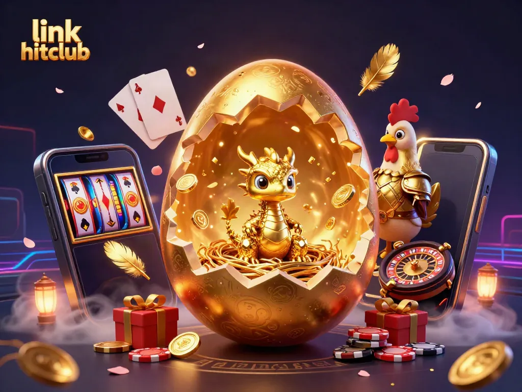 Spin slot reels with link hitclub as a golden dragon emerges, illuminating an exciting online casino experience.