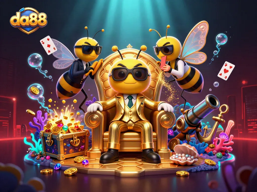 Experience the excitement at da88 with vibrant slots and treasure in a lively casino scene.