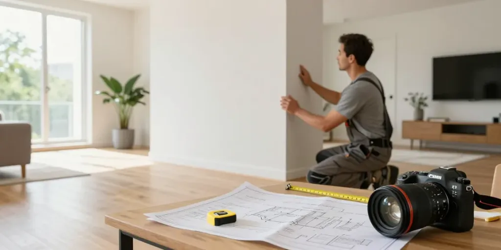 Professionele renovatie van een draagmuur door MJ Renovatie in een moderne woonkamer.