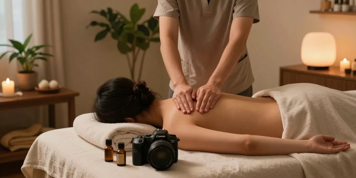 Relaxing aromatherapy massage at home by https://www.banhanamsg.com/ with soothing candles and essential oils for ultimate healing.