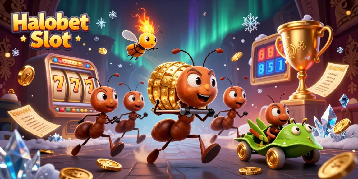 Ant-a-team menyerang Halobet Slot dengan mesin slot raksasa dan karakter ikonik.