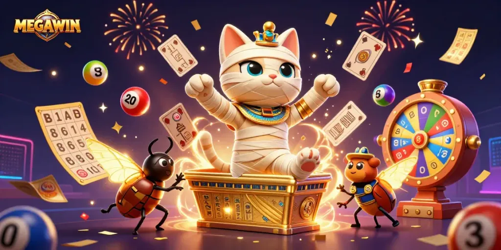 MENGALAHKAN jackpot MEGAWIN dengan cat mummy 3D dan elemen kasino yang memikat