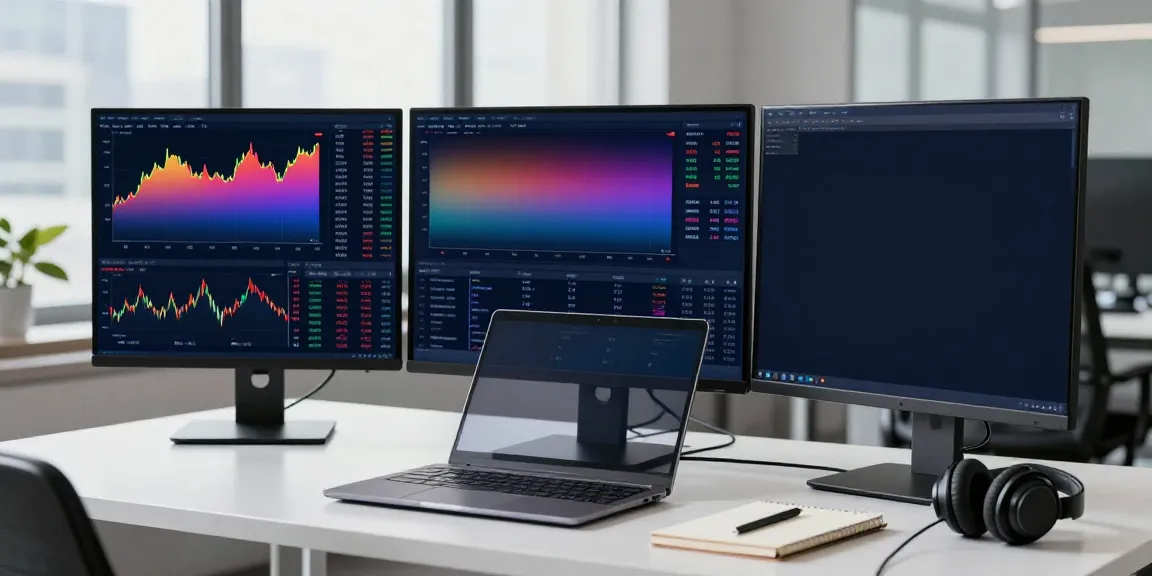 Trader using TradingView on multiple screens in a modern workspace.