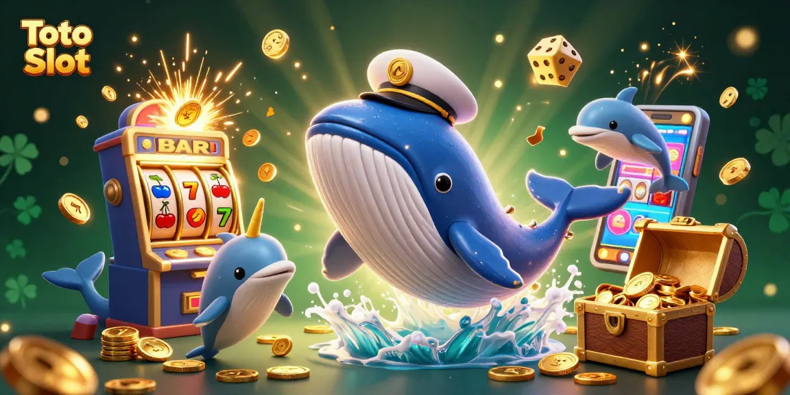 Toto Slot scene with vibrant whale, narwhal, and dolphins celebrating big wins in a captivating casino world.