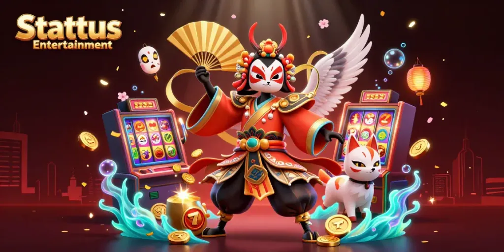 Experience the thrill of gaming at Stattus Entertainment with vibrant casino elements.
