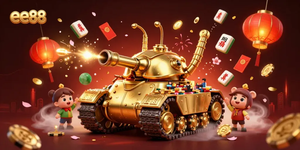 Experience the vibrant atmosphere of ee88 with a bustling miniature casino inside a golden beetle tank.