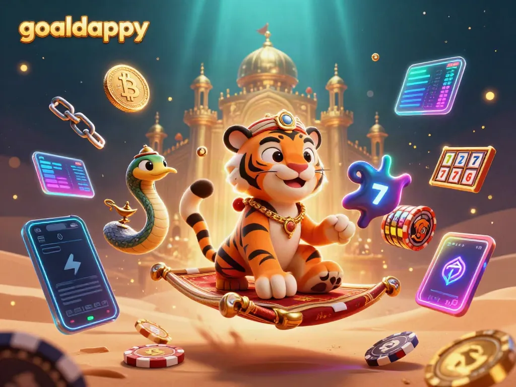 Experience goaldaddy with an Arabian-themed gaming scene featuring vibrant casino elements.