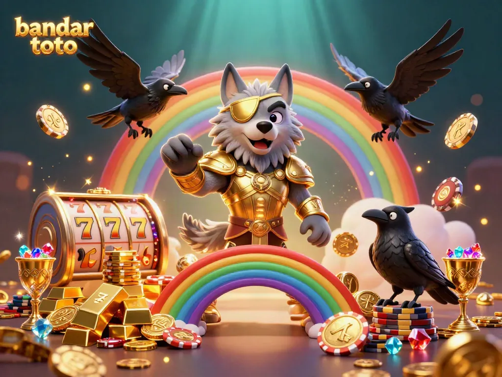 Pengalaman bermain bandar toto dengan Odin dan dua burung gagak dikelilingi oleh chip kasino.