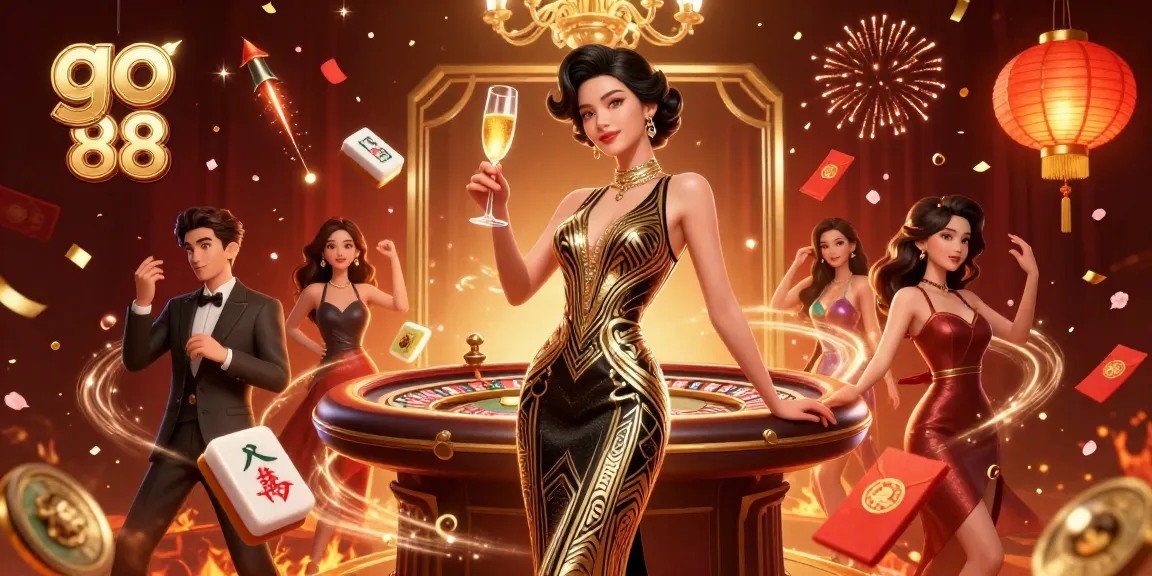 Experience go 88 excitement with glamorous characters amid vibrant casino elements.