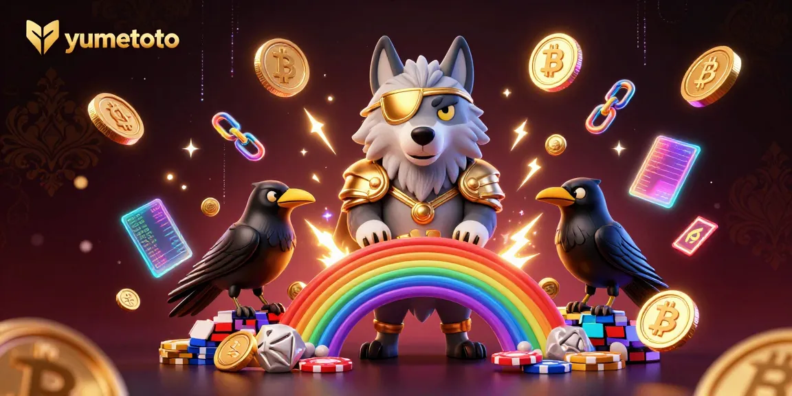 Join yumetoto's exciting lottery experience with dynamic visuals showcasing glowing casino elements.