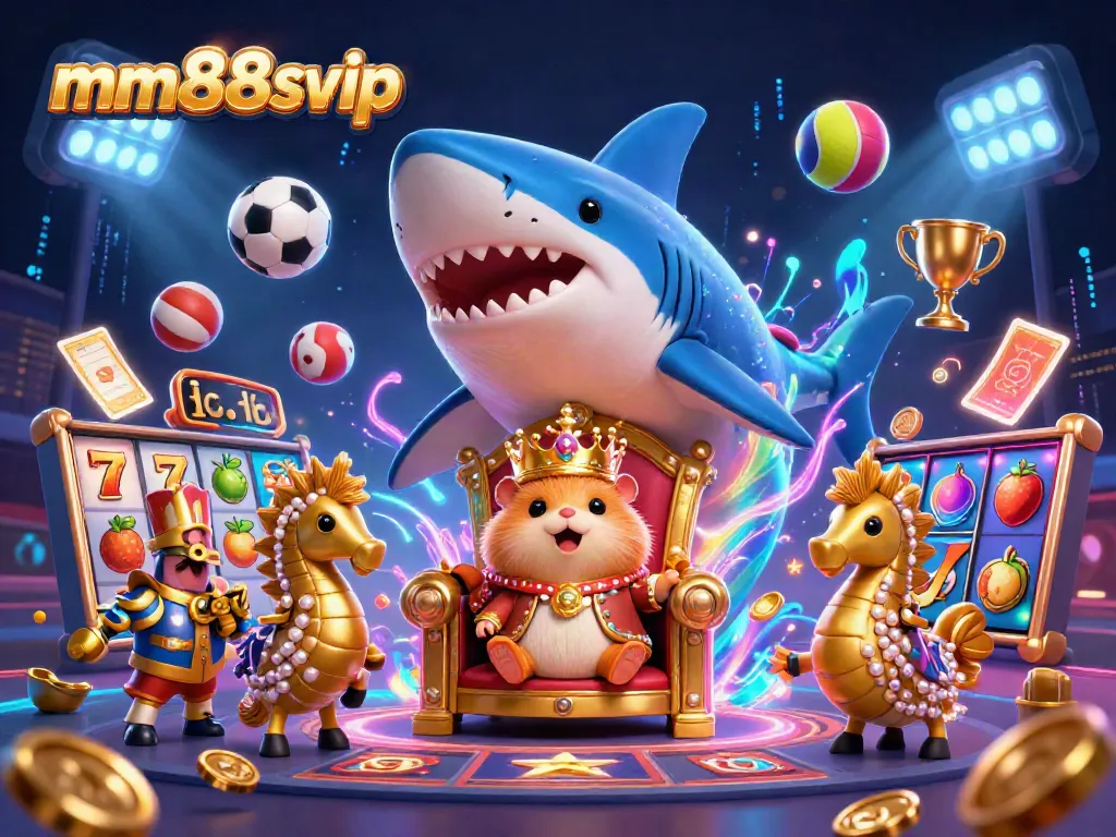 Win big with slots and sports betting at mm88svip, featuring vibrant 3D visuals and exciting game elements.