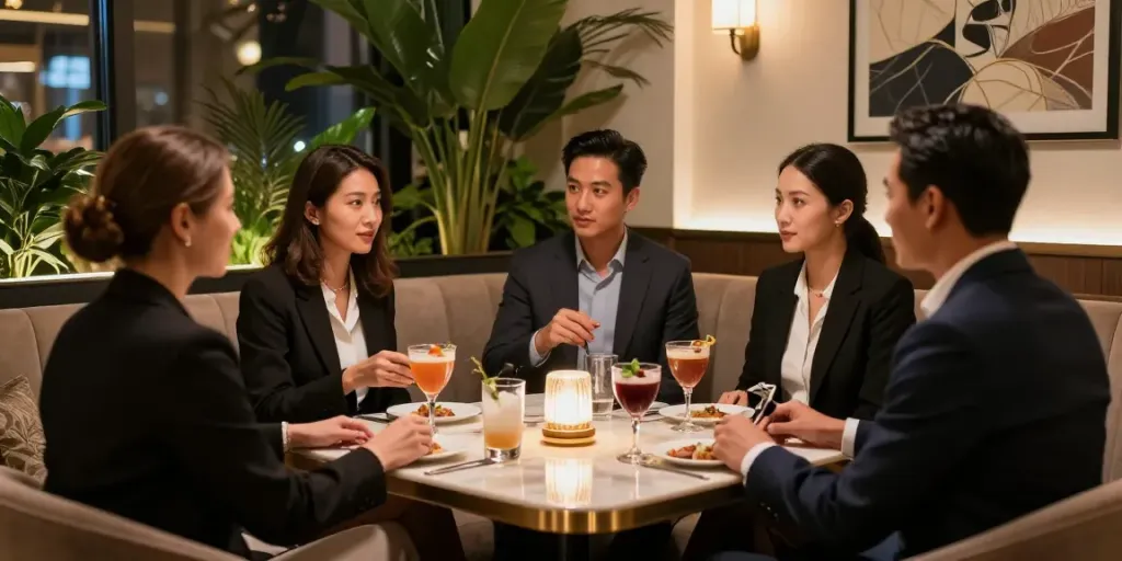 강남타이밍 쩜오에서 비즈니스 전문가들이 즐기는 고급스러운 엔터테인먼트 공간의 모습