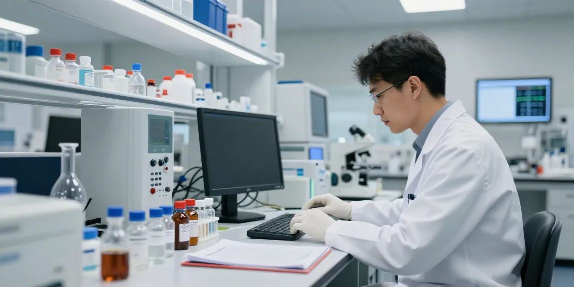 Research Chemicals Australia showcased in a modern laboratory where a researcher analyzes chemical compounds.