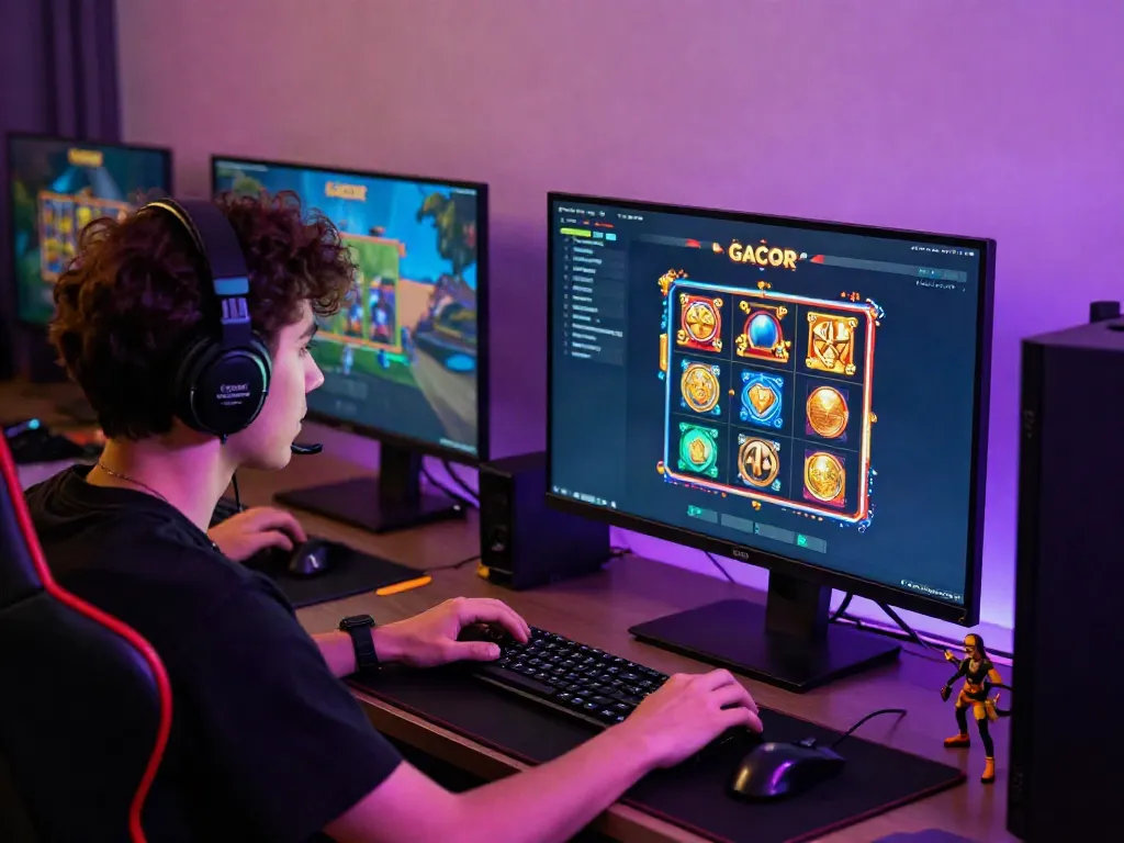 Player engaging with exciting slot gacor game on computer