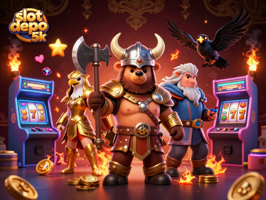 Engage with slot depo 5k through vibrant 3D visuals featuring exciting game elements and characters.