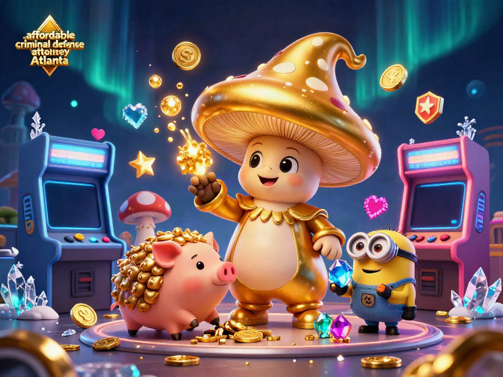 Experience the excitement with affordable criminal defense attorney Atlanta magic in a vibrant casino-themed illustration.