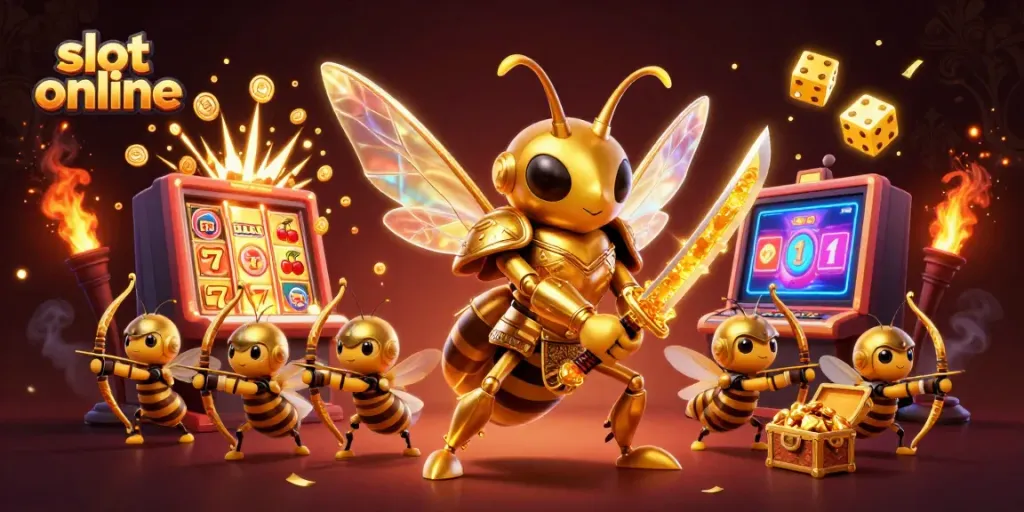 Experience thrilling slot online action with vibrant characters and dynamic casino elements in a visually rich scene.