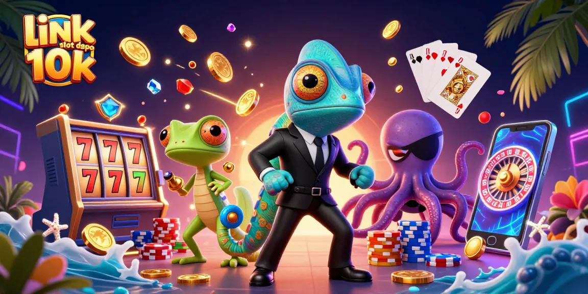 Engage with thrilling gameplay on link slot depo 10k featuring colorful characters and slot machine reels.