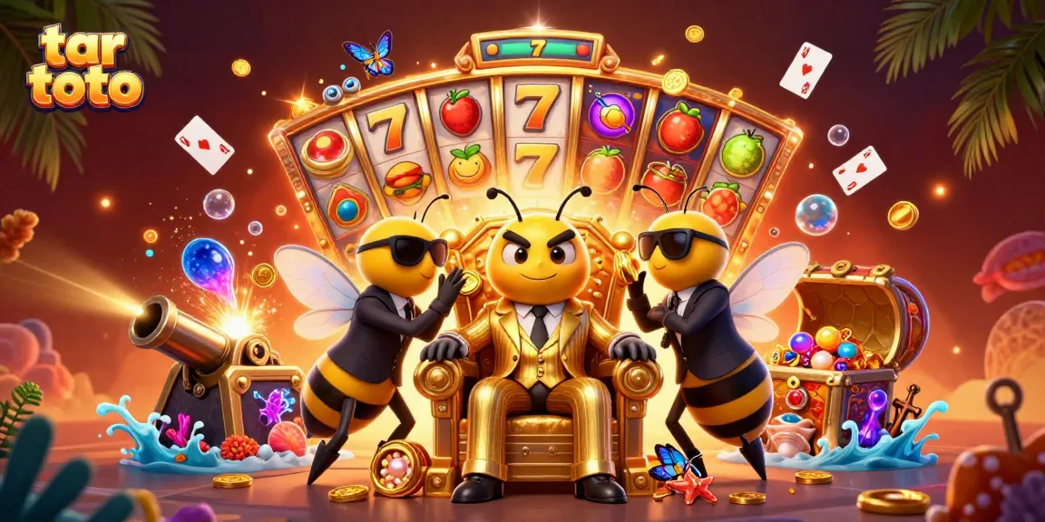 Experience winning excitement at tar toto with a bumblebee mob boss in a casino illustration.
