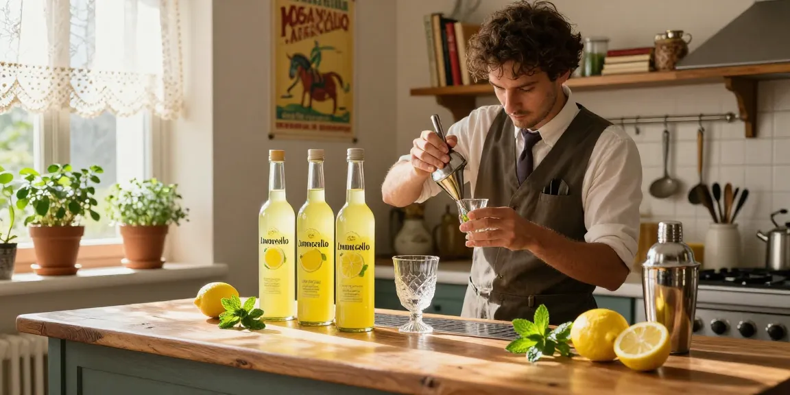 Crafting a refreshing dannyslimoncello cocktail in a cozy Italian kitchen